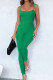 Ink Green Casual Solid Patchwork Spaghetti Strap Skinny Jumpsuits
