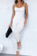White Casual Solid Patchwork Spaghetti Strap Skinny Jumpsuits