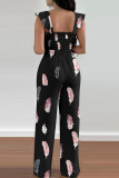 White Elegant Print Bandage Patchwork Asymmetrical Collar Sleeveless Two Pieces