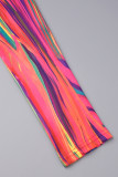 Colour Sexy Casual Print Backless Off the Shoulder Long Sleeve Dresses