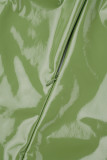 Green Sexy Solid Slit Halter Wrapped Skirt Dresses
