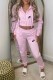 Pink Casual Print Letter Hooded Collar Long Sleeve Two Pieces