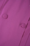 Purple Party Elegant Hot Drilling Hot Drill Turn-back Collar Suit Dress Dresses