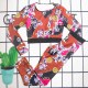 Tangerine Red Sexy Print Patchwork Swimwears