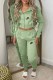 Grass Green Casual Print Letter Hooded Collar Long Sleeve Two Pieces