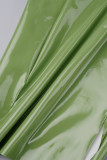 Green Sexy Solid Slit Halter Wrapped Skirt Dresses