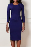 Red Elegant Solid Patchwork Zipper Stringy Selvedge O Neck Pencil Skirt Dresses