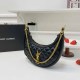 Black Street Simplicity Letter Chains Zipper Bags