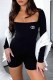 Black Sexy Print Letter Square Collar Rompers