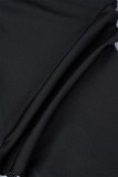 Black Casual Solid Bandage Patchwork Pocket Boot Cut High Waist Speaker Patchwork Bottoms