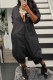 Black Street Print Letter Turndown Collar Loose Jumpsuits