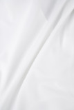 White Casual Solid Basic Turndown Collar Tops