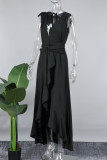 Black Casual Solid Patchwork Long Dress Dresses