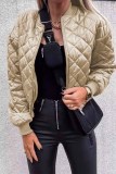 Apricot Casual Solid Patchwork Zipper Collar Outerwear