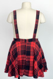 Red Black Sexy Plaid Patchwork A Line Plus Size
