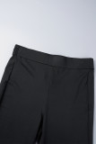 Black Casual Solid Bandage Patchwork Pocket Boot Cut High Waist Speaker Patchwork Bottoms