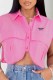 Pink Casual Print Letter Turndown Collar Tops