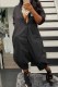 Black Casual Print Letter Turndown Collar Loose Jumpsuits