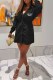 Black Elegant Print Letter Turndown Collar A Line Dresses