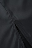 Black Sexy Solid Backless Slit Strapless Sleeveless Dress Dresses