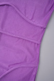 Purple Street Solid Patchwork U Neck Skinny Jumpsuits