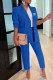 Blue Work Elegant Print Letter Turn-back Collar Long Sleeve Two Pieces