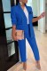 Blue Work Elegant Print Letter Turn-back Collar Long Sleeve Two Pieces
