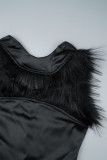 Black Sexy Solid Backless Slit Strapless Sleeveless Dress Dresses