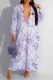 Light Purple Casual Print Letter Turndown Collar A Line Dresses