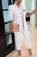 White Work Elegant Print Letter Turn-back Collar Long Sleeve Two Pieces