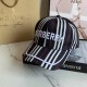 Black Street Letter Striped Patchwork Hat