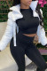 White Street Solid Patchwork Zipper Mandarin Collar Outerwear