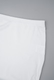 White Casual Solid Patchwork Half A Turtleneck Sleeveless Two Pieces