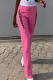 Pink Sexy Solid Hollowed Out Patchwork Cross Straps Regular Mid Waist Conventional Solid Color Bottoms