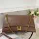 Deep Coffee Casual Simplicity Letter Chains Bags