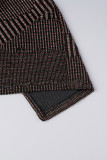 Brown Casual Solid Patchwork Slit Straight High Waist Straight Solid Color Bottoms