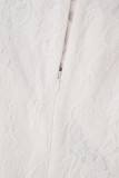 Apricot Sexy Casual Solid Hollowed Out See-through Half A Turtleneck Long Sleeve Dresses