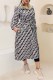 Black And White Elegant Print Letter Turndown Collar Outerwear