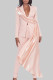 Light Pink Elegant Solid Patchwork Buttons Turn-back Collar Long Sleeve Two Pieces