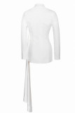 Red Elegant Solid Patchwork Buttons Turn-back Collar Long Sleeve Two Pieces