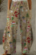 Khaki Casual Print Patchwork Pocket Loose High Waist Wide Leg Full Print Bottoms
