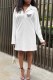 White Elegant Print Letter Turndown Collar One Step Skirt Dresses