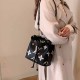 Black Street Letter Patchwork Draw String Bags