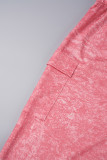 Pink Street Solid Patchwork Pocket Zipper O Neck Long Sleeve Two Pieces