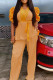 Yellow Elegant Solid Bandage Patchwork Fold V Neck Plus Size Two Pieces