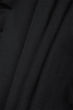 Black Sexy Solid Ripped Hollowed Out Backless Off the Shoulder Skinny Rompers