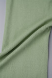 Green Street Color Block Patchwork Pocket Buttons Zipper Straight High Waist Straight Patchwork Bottoms