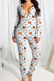Yellow Living Print Patchwork Buttons Jumpsuits