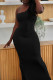 Black Sexy Solid Patchwork One Shoulder Long Dress Dresses