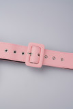 Pink Casual Print Bandage With Belt Long Sleeve Two Pieces